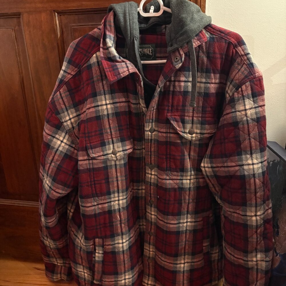 American Eagle Flannel Jacket with Detachable Hood